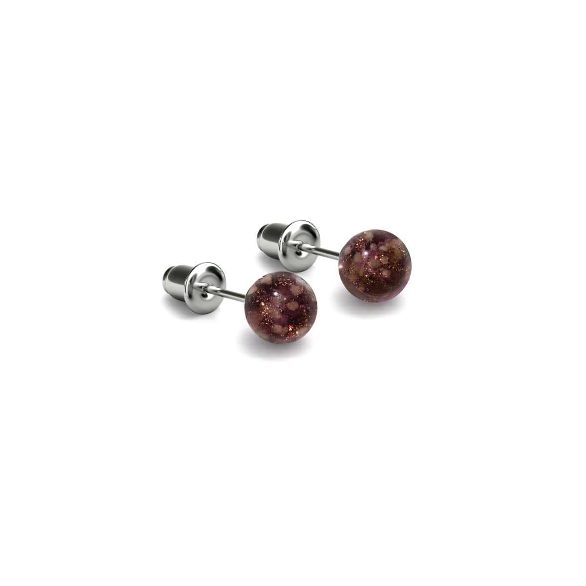 Chocolat | Argent sterling .925 | Mini Boucles D'oreilles Tiges En Verre Luciole