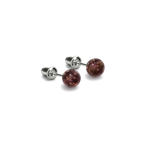 Chocolat | Argent sterling .925 | Mini Boucles D'oreilles Tiges En Verre Luciole