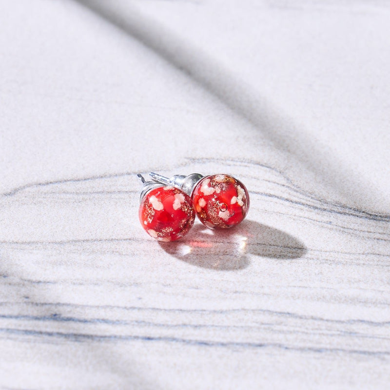 Pourpre | Argent sterling .925 | Mini Boucles D'oreilles Tiges En Verre Luciole