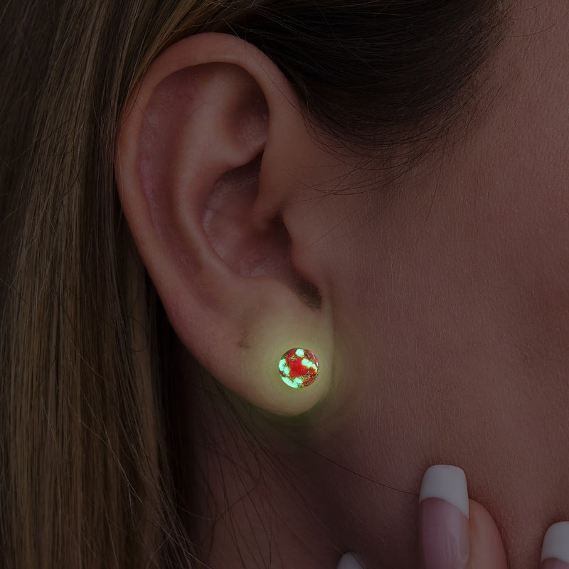 Pourpre | Argent sterling .925 | Mini Boucles D'oreilles Tiges En Verre Luciole