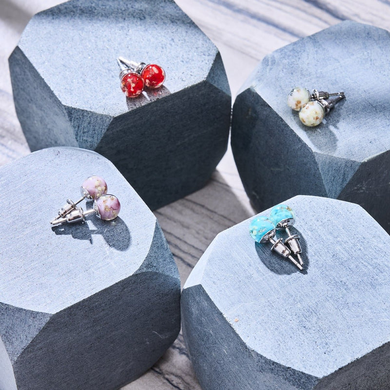 Pourpre | Argent sterling .925 | Mini Boucles D'oreilles Tiges En Verre Luciole