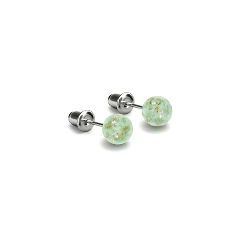 À feuilles persistantes | Argent sterling .925 | Mini Boucles D'oreilles Tiges En Verre Luciole