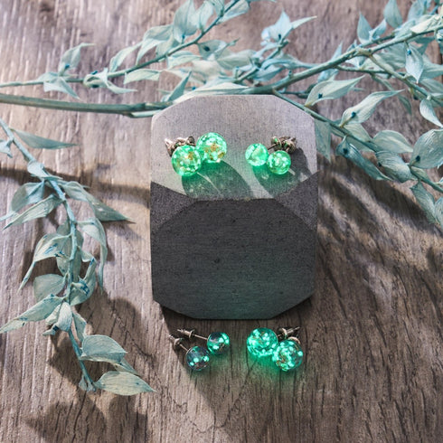Evergreen | .925 Sterling Silver | Mini Firefly Glass Stud Earrings