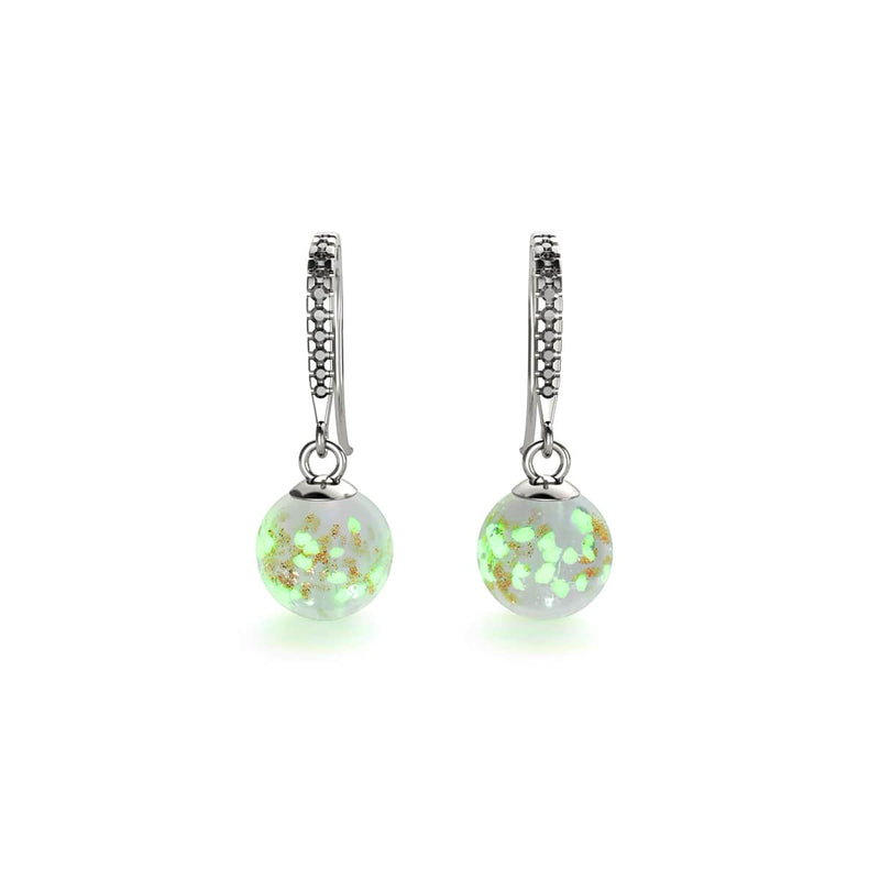 Goyave | Argent sterling .925 | Boucles d'Oreilles Huggie Verre Luciole