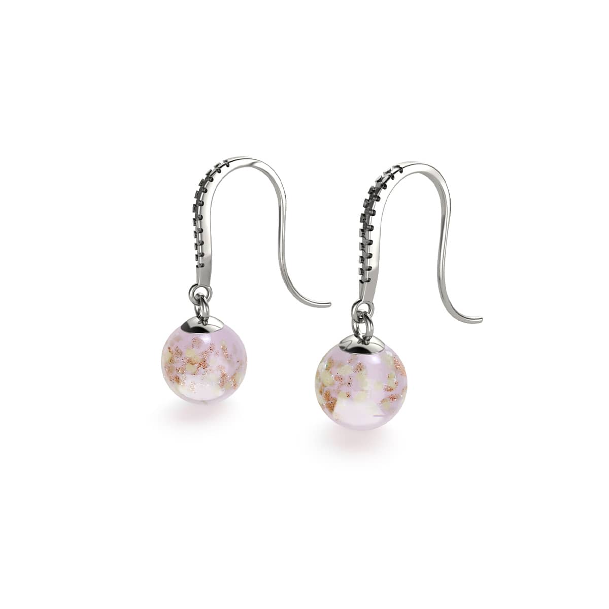 Goyave | Argent sterling .925 | Boucles d'Oreilles Huggie Verre Luciole