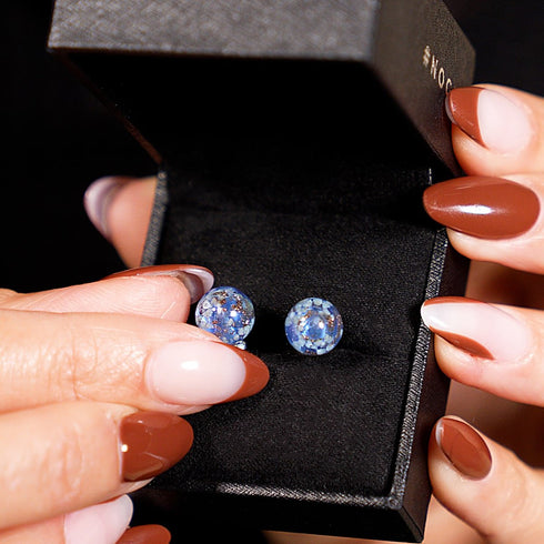 Indigo | Argent sterling .925 | Boucles d'Oreilles Tiges Verre Luciole