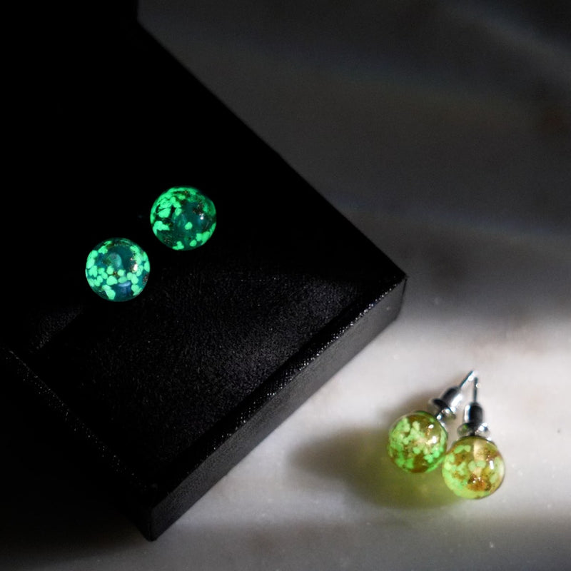 Indigo | Argent sterling .925 | Boucles d'Oreilles Tiges Verre Luciole