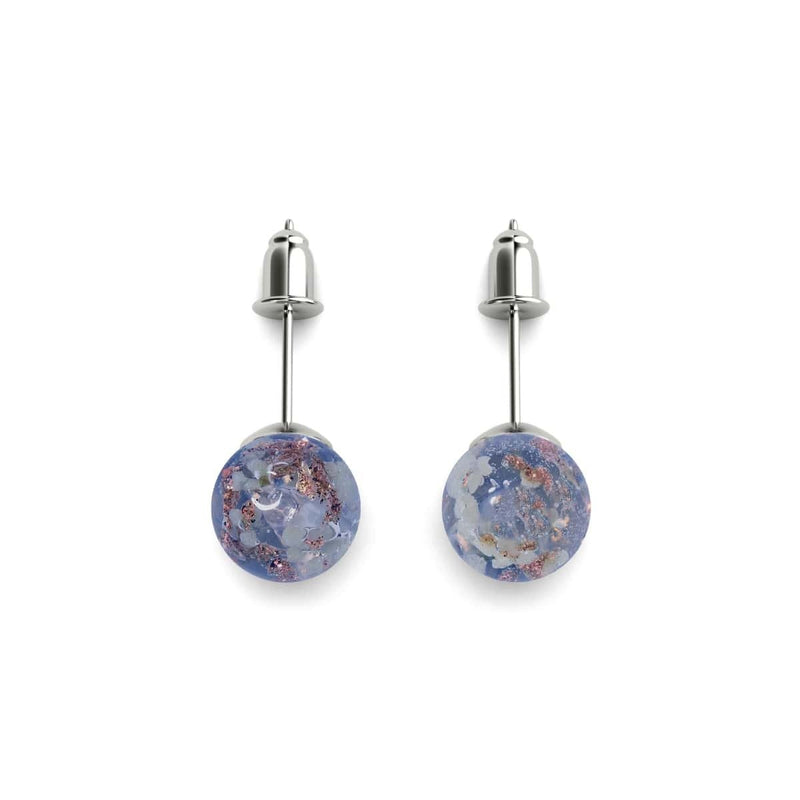 Indigo | Argent sterling .925 | Boucles d'Oreilles Tiges Verre Luciole