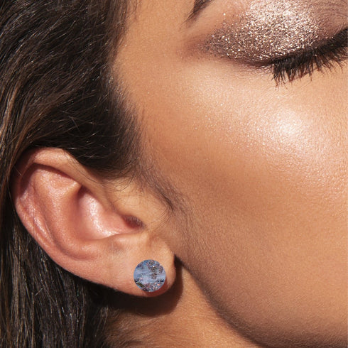 Indigo | Argent sterling .925 | Boucles d'Oreilles Tiges Verre Luciole