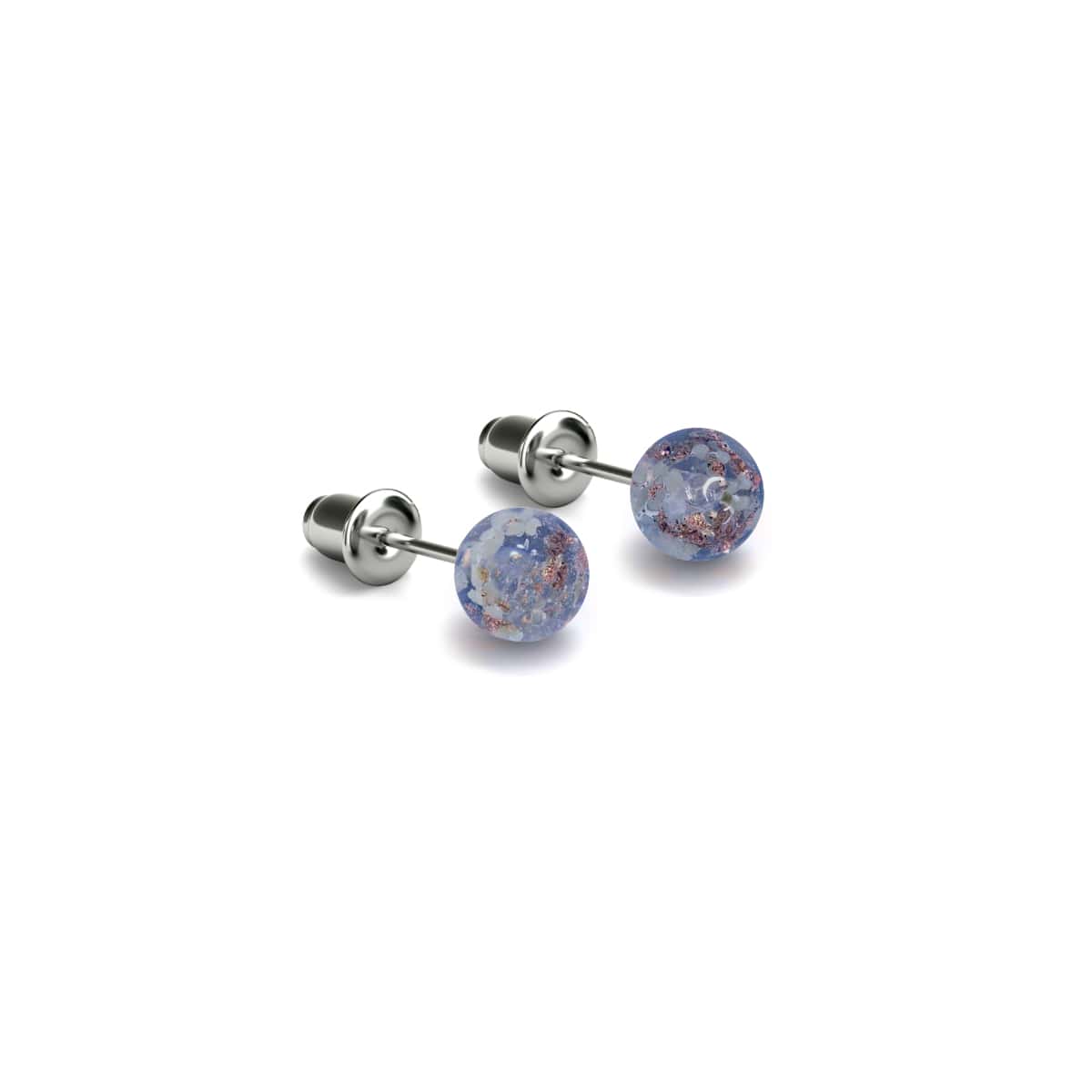 Indigo | Argent sterling .925 | Mini Boucles D'oreilles Tiges En Verre Luciole