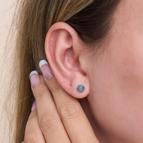 Indigo | Argent sterling .925 | Mini Boucles D'oreilles Tiges En Verre Luciole