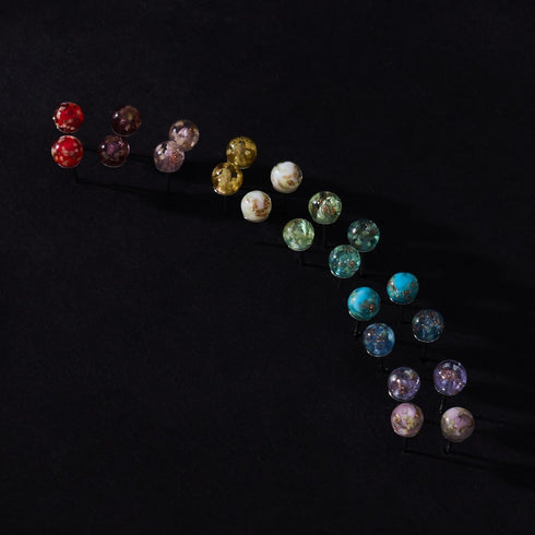 Indigo | Argent sterling .925 | Mini Boucles D'oreilles Tiges En Verre Luciole