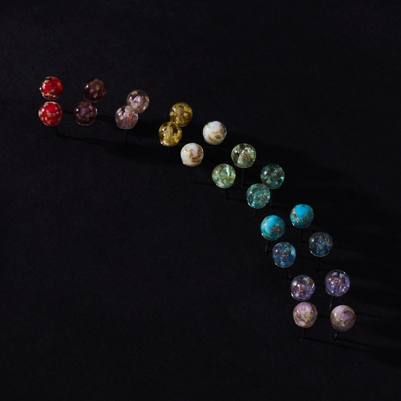 Indigo | .925 Sterling Silver | Mini Firefly Glass Stud Earrings