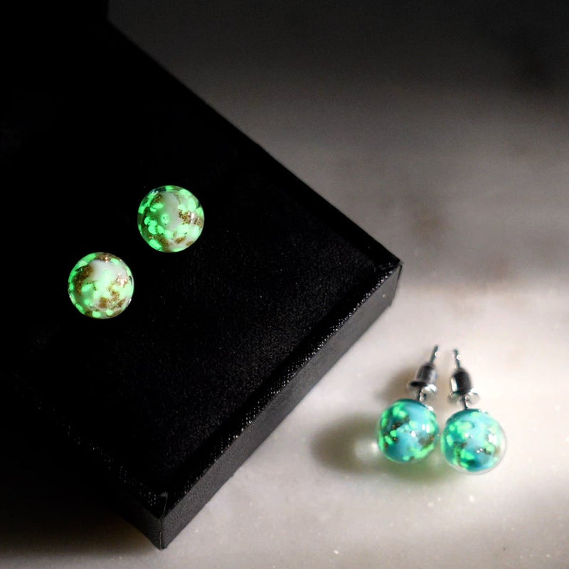 Ivoire | Argent sterling .925 | Boucles d'Oreilles Tiges Verre Luciole