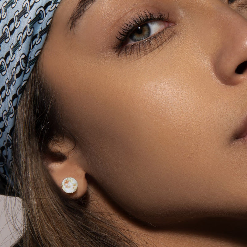 Ivoire | Argent sterling .925 | Boucles d'Oreilles Tiges Verre Luciole