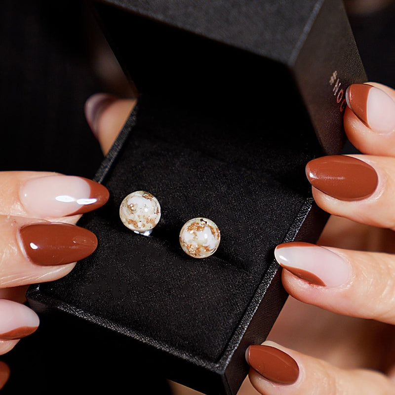 Ivoire | Argent sterling .925 | Boucles d'Oreilles Tiges Verre Luciole