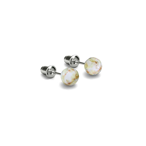 Ivoire | Argent sterling .925 | Mini Boucles D'oreilles Tiges En Verre Luciole