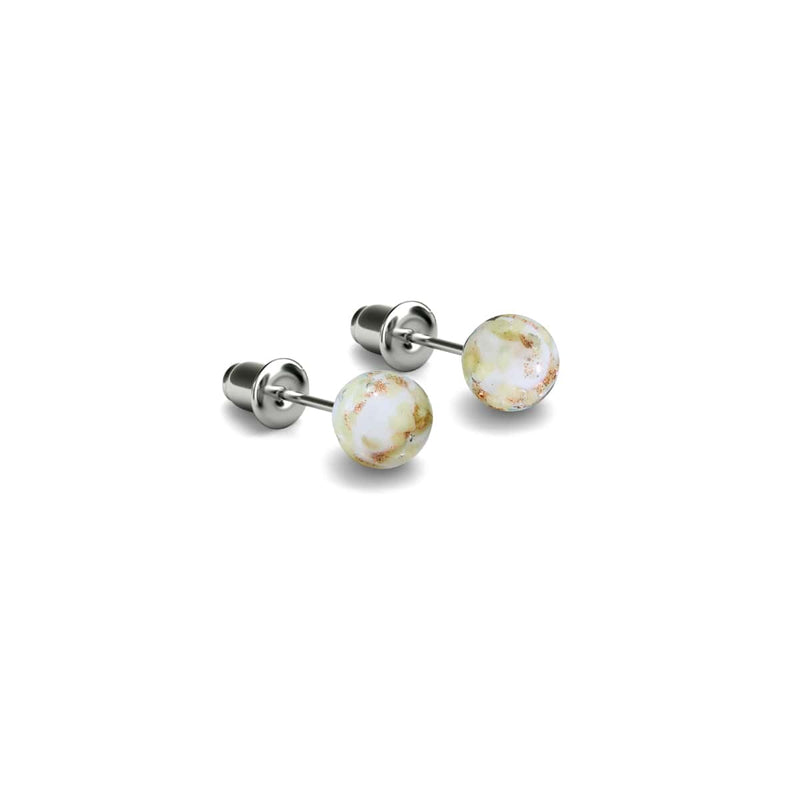 Ivoire | Argent sterling .925 | Mini Boucles D'oreilles Tiges En Verre Luciole