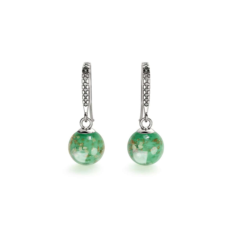 Kiwi | Argent sterling .925 | Boucles d'Oreilles Huggie Verre Luciole