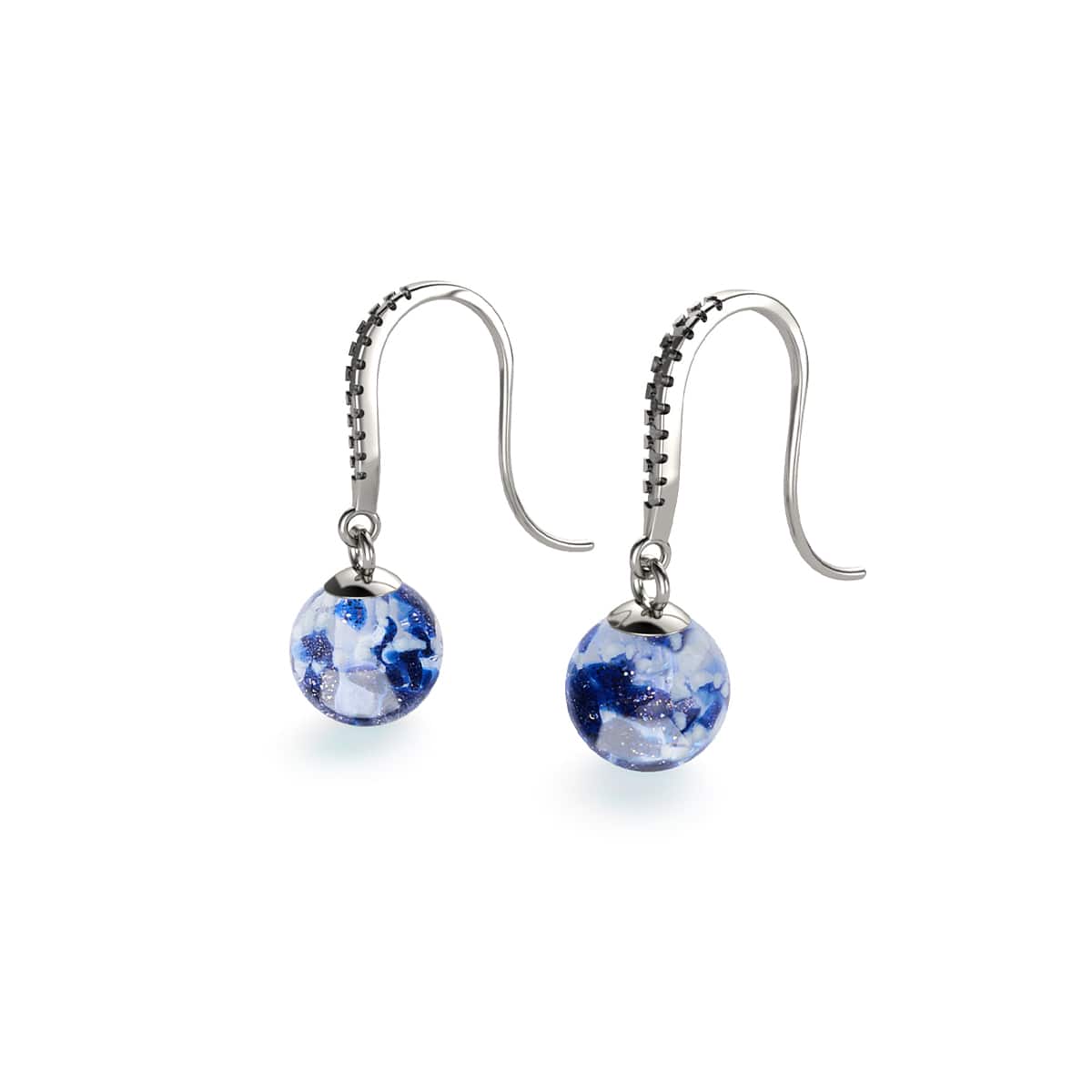 Lapis Flamme | Argent sterling .925 | Boucles d'Oreilles Huggie Verre Luciole