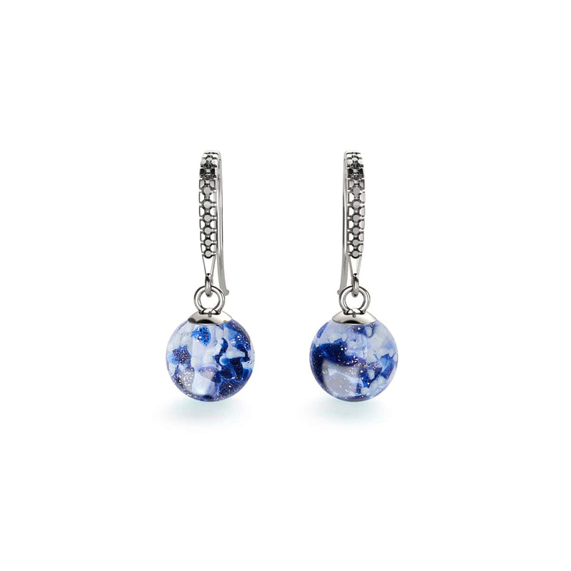 Lapis Flamme | Argent sterling .925 | Boucles d'Oreilles Huggie Verre Luciole