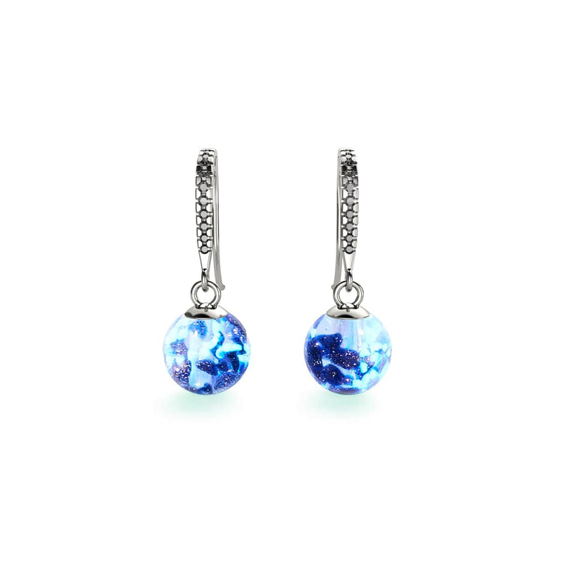 Lapis Flamme | Argent sterling .925 | Boucles d'Oreilles Huggie Verre Luciole