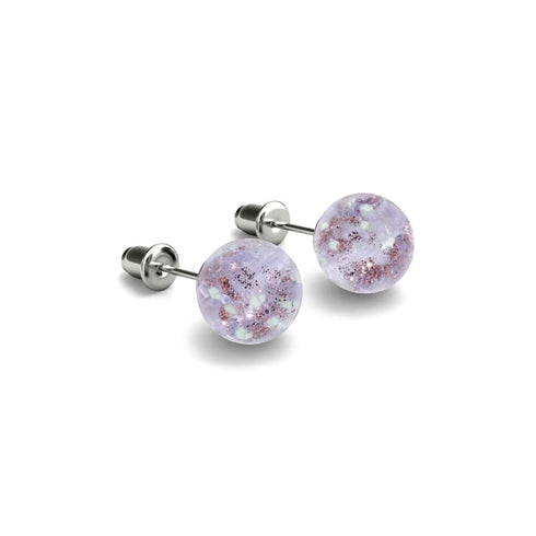 Lilas | Argent sterling .925 | Boucles d'Oreilles Tiges Verre Luciole