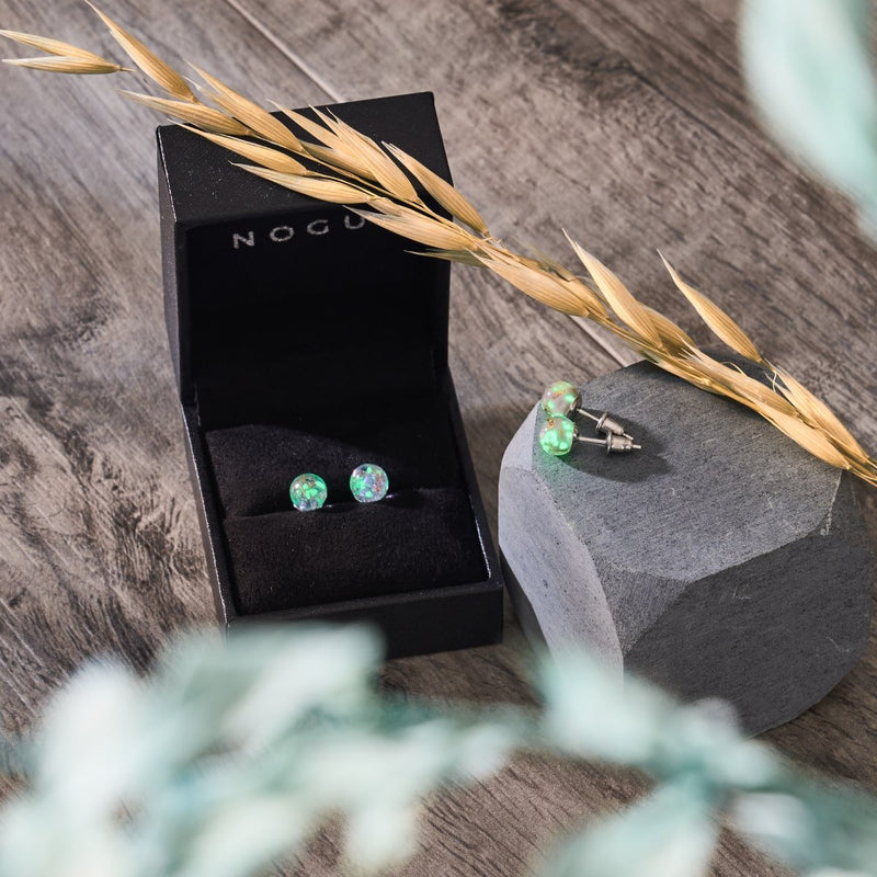 Lilas | Argent sterling .925 | Mini Boucles D'oreilles Tiges En Verre Luciole