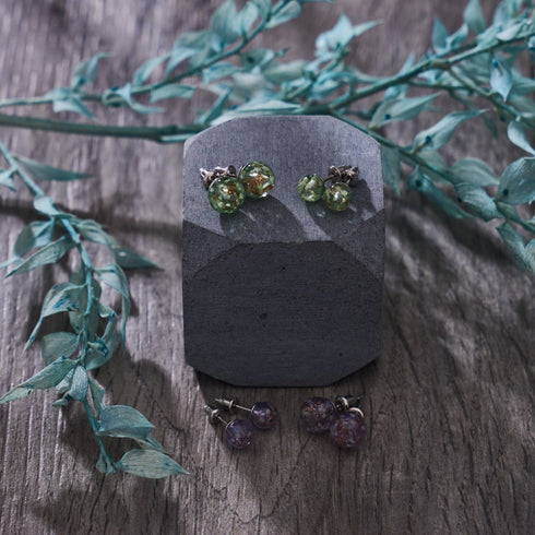 Lilas | Argent sterling .925 | Mini Boucles D'oreilles Tiges En Verre Luciole