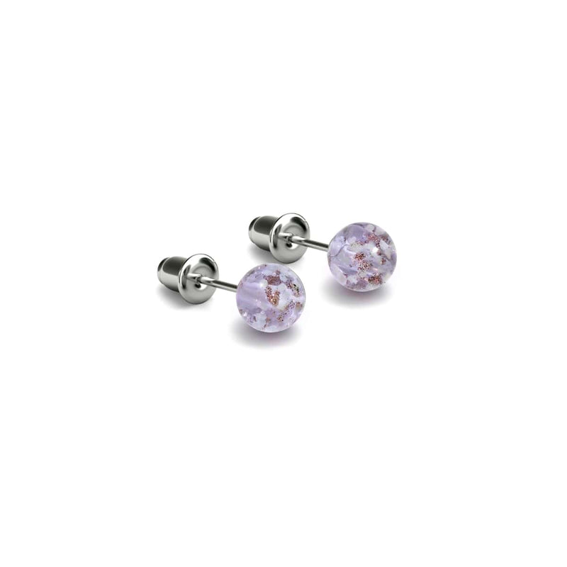 Lilas | Argent sterling .925 | Mini Boucles D'oreilles Tiges En Verre Luciole