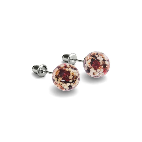 Merlot | Argent sterling .925 | Boucles d'Oreilles Tiges Verre Luciole