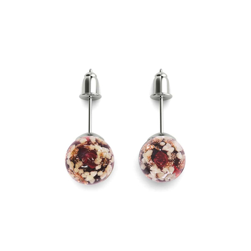 Merlot | Argent sterling .925 | Boucles d'Oreilles Tiges Verre Luciole