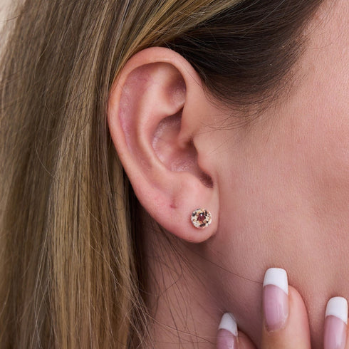 Merlot | Argent sterling .925 | Mini Boucles D'oreilles Tiges En Verre Luciole