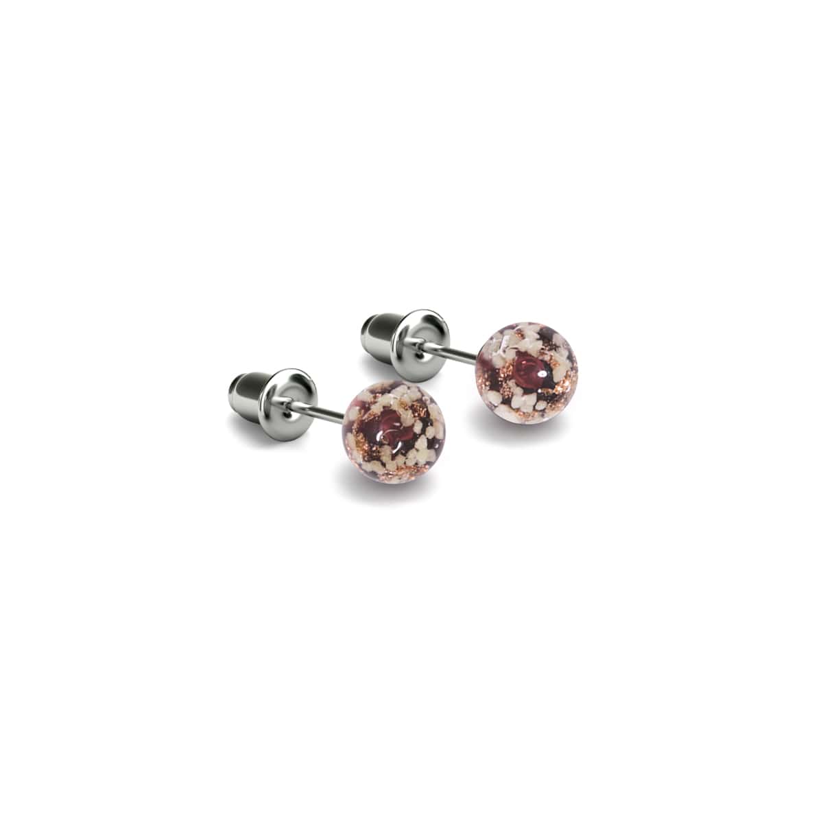 Merlot | Argent sterling .925 | Mini Boucles D'oreilles Tiges En Verre Luciole