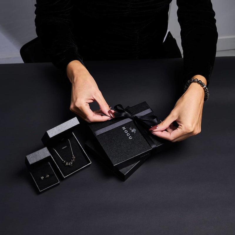 Obsidienne | Argent sterling .925 | Boucles d'Oreilles Tiges Verre Luciole