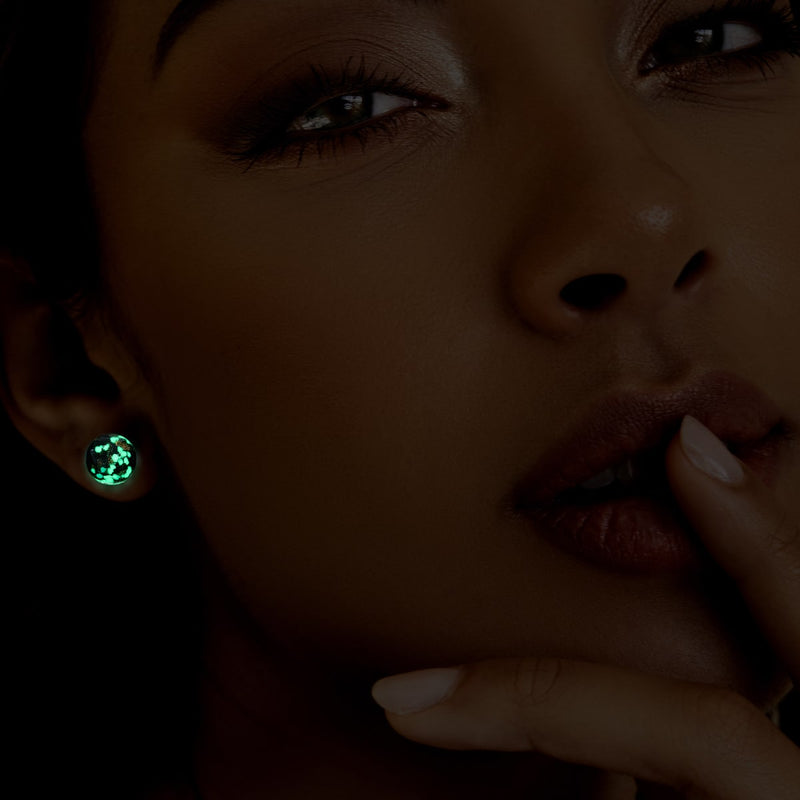 Obsidienne | Argent sterling .925 | Boucles d'Oreilles Tiges Verre Luciole