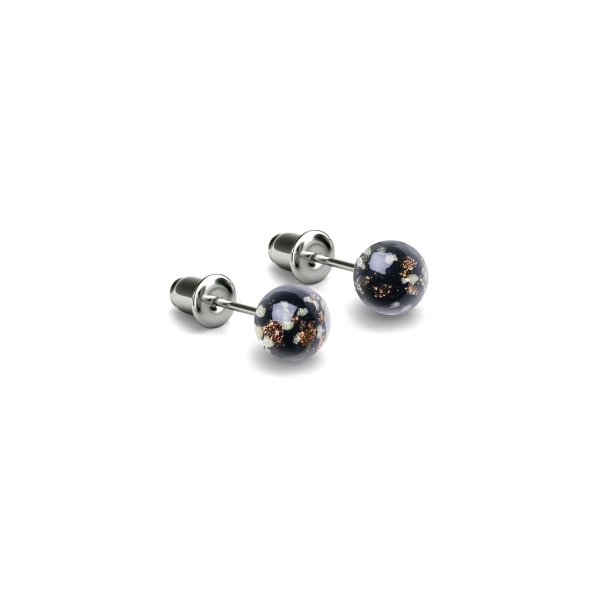 Obsidienne | Argent sterling .925 | Mini Boucles D'oreilles Tiges En Verre Luciole