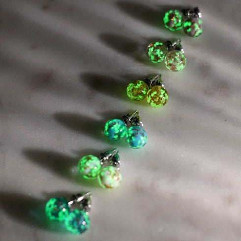 Pervenche | Argent sterling .925 | Boucles d'Oreilles Tiges Verre Luciole