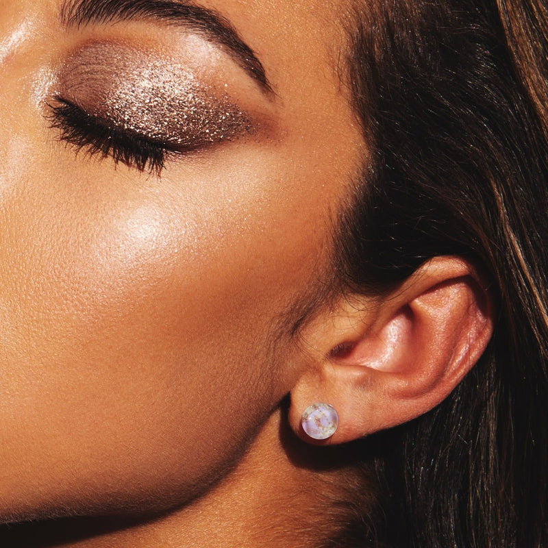 Pervenche | Argent sterling .925 | Boucles d'Oreilles Tiges Verre Luciole