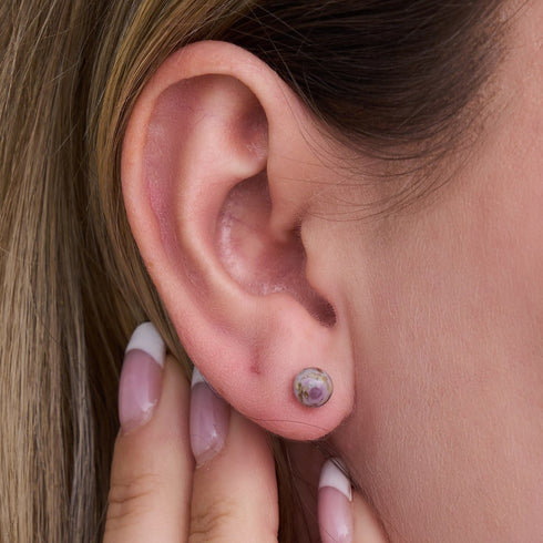 Pervenche | Argent sterling .925 | Mini Boucles D'oreilles Tiges En Verre Luciole