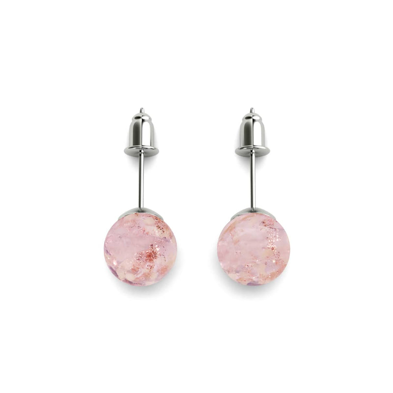 Eau de rose | Argent sterling .925 | Boucles d'Oreilles Tiges Verre Luciole