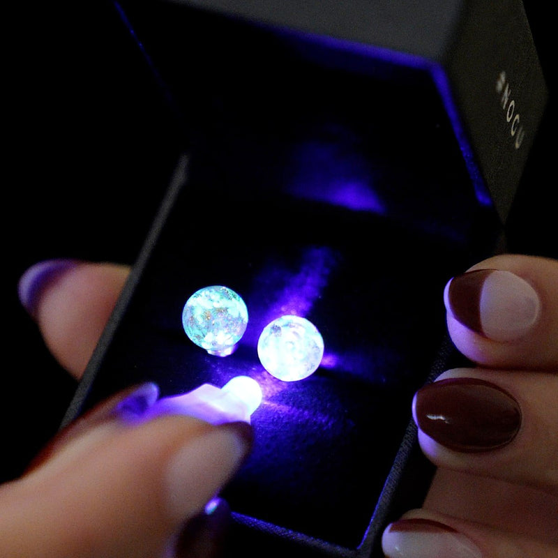 Eau de rose | Argent sterling .925 | Boucles d'Oreilles Tiges Verre Luciole