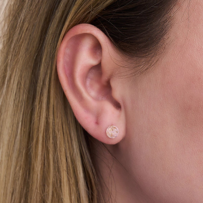 Eau de rose | Argent sterling .925 | Mini Boucles D'oreilles Tiges En Verre Luciole