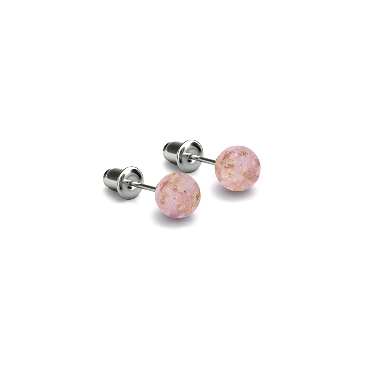 Eau de rose | Argent sterling .925 | Mini Boucles D'oreilles Tiges En Verre Luciole