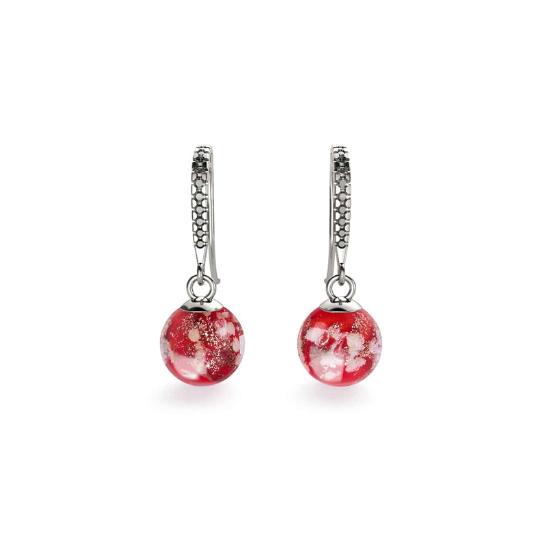 Rubis | Argent sterling .925 | Boucles d'Oreilles Huggie Verre Luciole