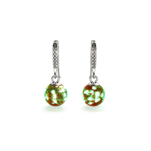 Ruby | .925 Sterling Silver | Firefly Glass Huggie Earrings