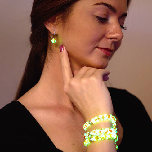 Safran | Argent sterling .925 | Boucles d'Oreilles Huggie Verre Luciole