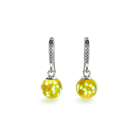 Safran | Argent sterling .925 | Boucles d'Oreilles Huggie Verre Luciole