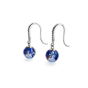 Saphir | Argent sterling .925 | Boucles d'Oreilles Huggie Verre Luciole