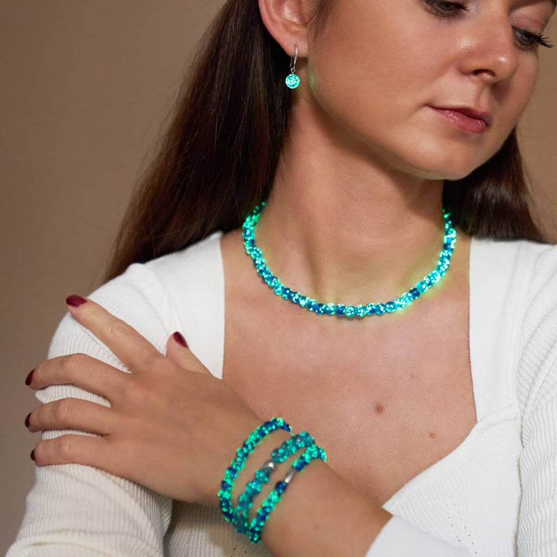 Saphir | Argent sterling .925 | Boucles d'Oreilles Huggie Verre Luciole